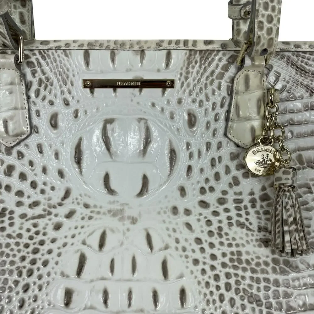 Brahmin Medium Asher Melbourne Tote Bag Shoulder Bag Cream Green - Picture 9 of 12